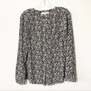 LOFT blouse top shirt cheetah print animal black pink women’s size Small